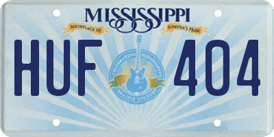 MS license plate HUF404
