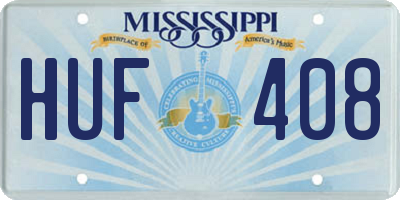 MS license plate HUF408