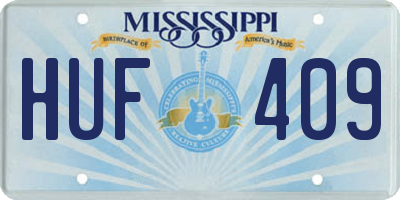 MS license plate HUF409