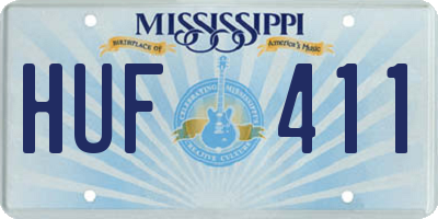 MS license plate HUF411