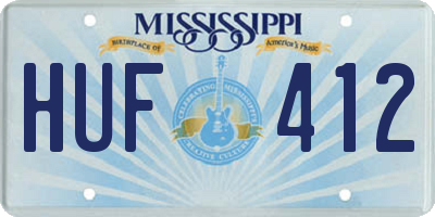MS license plate HUF412