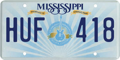 MS license plate HUF418