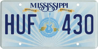 MS license plate HUF430