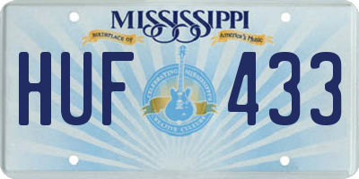 MS license plate HUF433