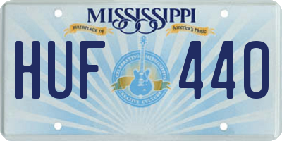 MS license plate HUF440