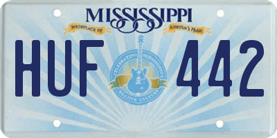 MS license plate HUF442