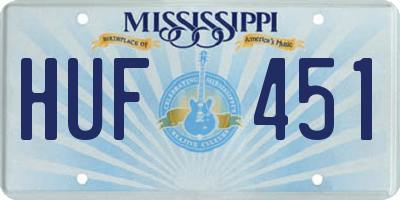MS license plate HUF451