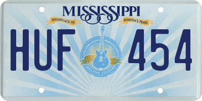 MS license plate HUF454
