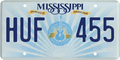 MS license plate HUF455