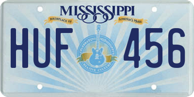 MS license plate HUF456