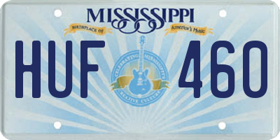 MS license plate HUF460