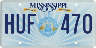 MS license plate HUF470