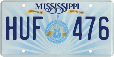 MS license plate HUF476