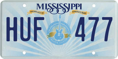 MS license plate HUF477