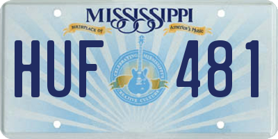 MS license plate HUF481