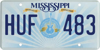 MS license plate HUF483