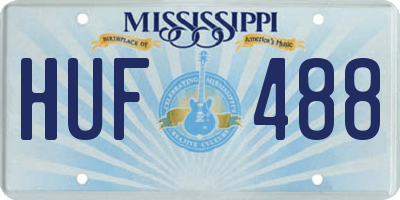 MS license plate HUF488