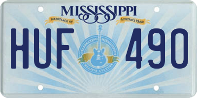 MS license plate HUF490