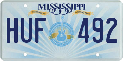 MS license plate HUF492