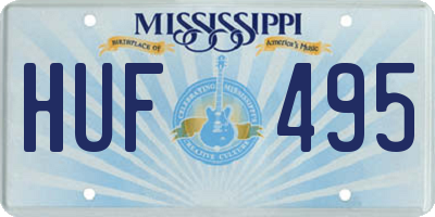MS license plate HUF495