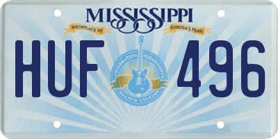 MS license plate HUF496