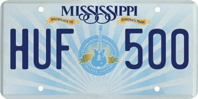 MS license plate HUF500