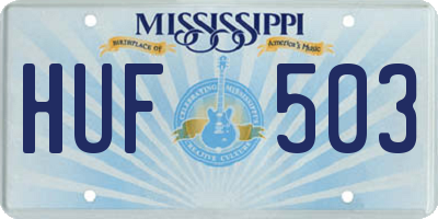 MS license plate HUF503