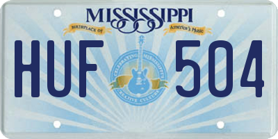 MS license plate HUF504