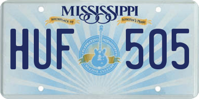 MS license plate HUF505