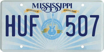 MS license plate HUF507