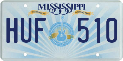 MS license plate HUF510