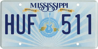 MS license plate HUF511