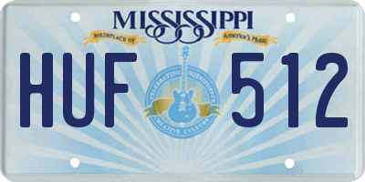 MS license plate HUF512