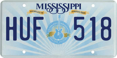 MS license plate HUF518