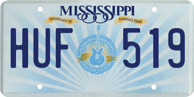 MS license plate HUF519