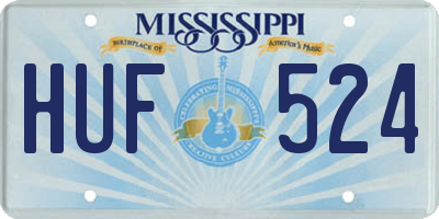 MS license plate HUF524