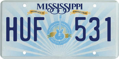 MS license plate HUF531
