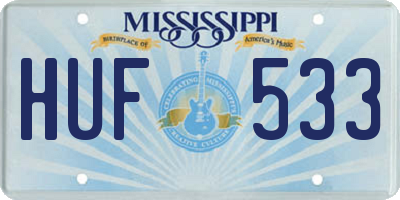 MS license plate HUF533