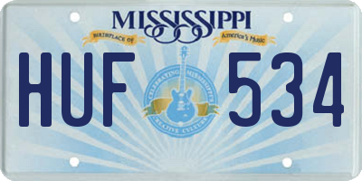 MS license plate HUF534