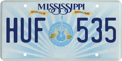 MS license plate HUF535