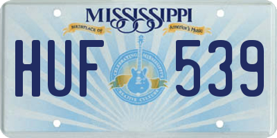 MS license plate HUF539