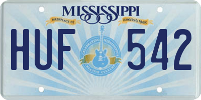 MS license plate HUF542