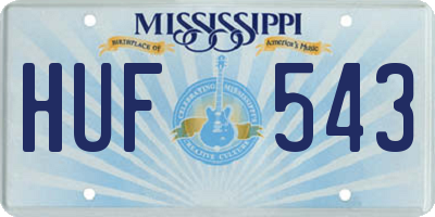 MS license plate HUF543