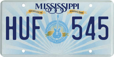 MS license plate HUF545