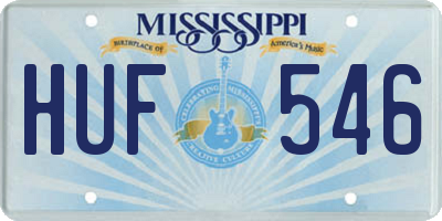 MS license plate HUF546