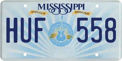 MS license plate HUF558