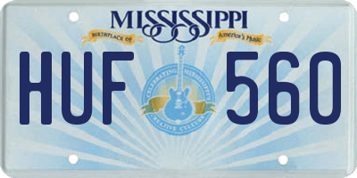 MS license plate HUF560