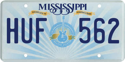 MS license plate HUF562