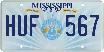 MS license plate HUF567