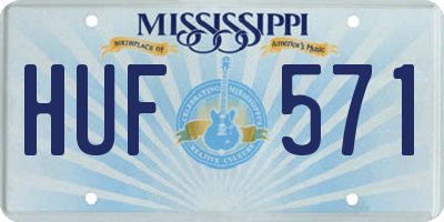 MS license plate HUF571